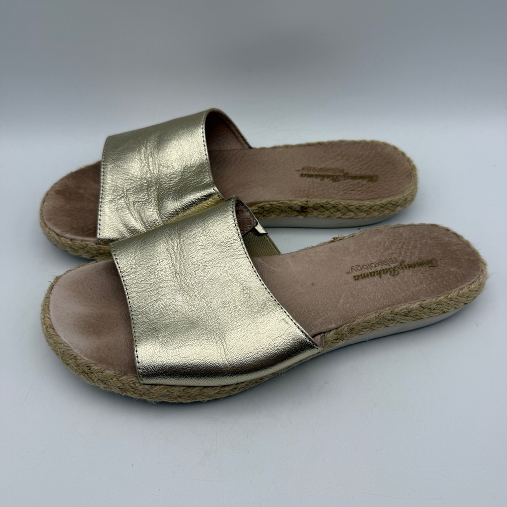Tommy Bahama Ionna Slide Sandal Womens 9 Gold Metallic Leather Summer Casual